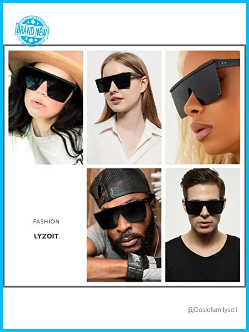 Oversized Flat Top Shield Sunglasses UV400 Protection Rimless Square Shades